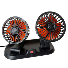 Cargar imagen en el visor de la galería, Ventilador para Coches Camiónes doble cabezas Giratorios 360º con sus Mangos Ajustable con Enchufe de mechero (12V / 24 V)
