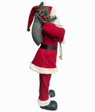 Cargar imagen en el visor de la galería, Papá Noel Grande 90 cm con Luz y Música - Muñeco de Santa Claus Decorativo con Saco de Regalos y Caja, Figura Navideña para Hogar, escaparates y Fiestas