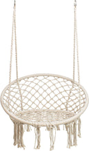 Cargar imagen en el visor de la galería, Asiento Colgante - Sillón en Cuerda de Algodón y Acero - Alto. 100 cm x Diámetro. Ø80 cm - Color Natural - Ideal para Jardín, Patio, Terraza, Balcón