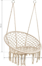 Cargar imagen en el visor de la galería, Asiento Colgante - Sillón en Cuerda de Algodón y Acero - Alto. 100 cm x Diámetro. Ø80 cm - Color Natural - Ideal para Jardín, Patio, Terraza, Balcón