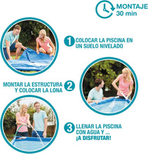 Cargar imagen en el visor de la galería, Intex 55242 - Piscina Desmontable Redonda Metal Frame Familiar Color Azul, Medidas Ø244x51 cm, Capacidad 1,828 litros, Material Resistente Triple Capa, Tubular, Infantil
