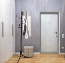 Cargar imagen en el visor de la galería, Perchero Pie Metal 8 ganchos moderno para colgar ropa sombreros paraguas - Ideal para Dormitorio, Recibidor o Oficina - Alto 175 x Ancho 49 x Profundo 49 CM