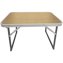 Cargar imagen en el visor de la galería, Mesa plegable baja de playa, 60x40x40cm, estructura de metal, tablero de madera, mesa plegable camping pequeña, tacos antivuelco
