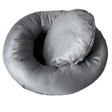 Cargar imagen en el visor de la galería, Cama Redonda para Gato o Perro Ø40x15 cm Gris – Cesta con Cojín Extraíble, Suave de Poliéster, Lavable, Ideal Invierno y Verano