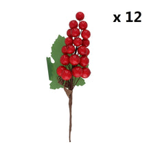 Cargar imagen en el visor de la galería, Decoración Navideña Artificial para Árbol de Navidad – Ramos Decorativos con Frutos Rojos, Flores de Pascua y Muérdago – Varias Opciones para Decorar Árbol, Centro de Mesa y Hogar