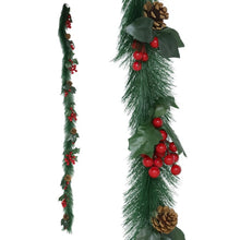 Cargar imagen en el visor de la galería, Guirnalda Navideña Artificial Decorativa de 1.5M / 1.8M, Adorno Colgante Festivo para Puertas, Chimeneas y Paredes (4 Modelos)