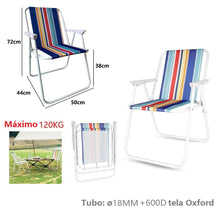 Cargar imagen en el visor de la galería, Silla de playa plegable con reposabrazos de Plástico Estructura Metal Cayo ancho de Exteriores