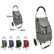 Cargar imagen en el visor de la galería, Carro de Compra de 2 Ruedas Grande de ø21 cm con marco de aluminio Ligero plegable portátil 43x36x103 cm