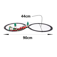 Cargar imagen en el visor de la galería, Tren Navideño de 22 Piezas con Luz, Sonido y Movimiento – Circuito 90x44 cm, Funciona con Pilas, Decoración Festiva Ideal para el Hogar