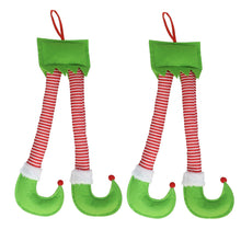 Cargar imagen en el visor de la galería, Set de 2 Colgantes Piernas de Elfo para Árbol de Navidad 14x46 cm Decoración Divertida de Poliéster y Plástico