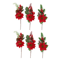 Cargar imagen en el visor de la galería, Decoración Navideña Artificial para Árbol de Navidad – Ramos Decorativos con Frutos Rojos, Flores de Pascua y Muérdago – Varias Opciones para Decorar Árbol, Centro de Mesa y Hogar