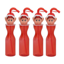 Cargar imagen en el visor de la galería, Set 4 Botellas Elfo de Plástico 430 ml con Pajita Flexible – Botellas Infantiles Reutilizables