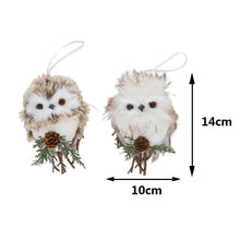 Cargar imagen en el visor de la galería, Set de 8 Adornos de Navidad Colgantes con Diseño de Búho en 2 Modelos, Figuras Decorativas con Piñas y Ramas para Árbol de Navidad y Hogar