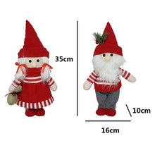 Cargar imagen en el visor de la galería, Figura Decorativa Gnomo Navideño de Peluche - Duende Papá Noel o Elfa con Ropa de Punto para Decoración de Navidad (16x10x35 cm)