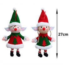 Cargar imagen en el visor de la galería, Set de 2 Colgantes de Navidad Duende 27 cm - Adornos Navideños de Tela y Fieltro para Árbol, Chimenea y Decoración del Hogar