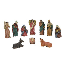 Cargar imagen en el visor de la galería, Set de Belén Navideño de 10 Piezas de Resina con Figuras Detalladas, Nacimiento de Navidad Tradicional para Decoración del Hogar (Altura máxima 15 cm)