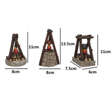 Cargar imagen en el visor de la galería, Estufa Fuego con Luz LED para Belén - Accesorios Decorativos de Resina, 3 Modelos Rústicos para Nacimiento de Navidad (Pilas Incluidas)