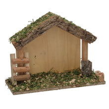Cargar imagen en el visor de la galería, Portal de Belén de Madera Rústico con Musgo - Establo para Nacimiento de Navidad, Decoración Navideña (23x10x17 cm)