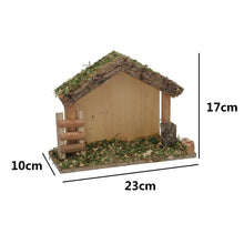 Cargar imagen en el visor de la galería, Portal de Belén de Madera Rústico con Musgo - Establo para Nacimiento de Navidad, Decoración Navideña (23x10x17 cm)