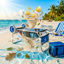 Cargar imagen en el visor de la galería, Carrito de Playa 2 en 1 con Mesa de Picnic Incorporada, Carro Plegable Multiusos con Ruedas Todoterreno, Estructura de Aluminio Reforzado, Carga Máxima 30kg