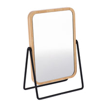 Cargar imagen en el visor de la galería, Espejo de Bambú Ajustable – Espejo de Mesa con Soporte Plegable, Diseño Natural y Ángulo Regulable