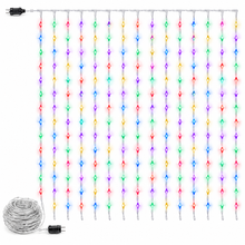 Cargar imagen en el visor de la galería, Cortina Luces LED Efecto Lluvia Multicolor o Blanco, Cable Transparente, 200/300 LED, 3x2 m o 3x3 m
