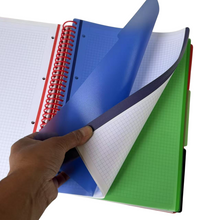 Cargar imagen en el visor de la galería, Cuaderno Cervantes A4 Espiral con Tapa Plástica, 120 Hojas, 90g, Cuadrícula 5x5 mm, 3 Separadores y Carpeta Multitaladro