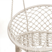 Cargar imagen en el visor de la galería, Asiento Colgante - Sillón en Cuerda de Algodón y Acero - Alto. 100 cm x Diámetro. Ø80 cm - Color Natural - Ideal para Jardín, Patio, Terraza, Balcón