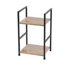 Cargar imagen en el visor de la galería, Estantería Mesita de Noche Dormitorio Elegante Negro y Madera 2, 3, 4 Niveles Soportes Laterales de Metal