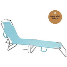 Cargar imagen en el visor de la galería, Tumbona Hamaca Plegable para Playa, Jardín, Terraza - Silla Hamaca Multiposiciones de Metal - 3 Posiciones 24 x 55 x 188 cm
