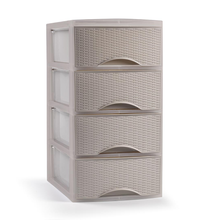 Cargar imagen en el visor de la galería, Cajonera Sobremesa de Plástico Imitación Rattan para Ordenación Decoración Hogar Oficina