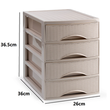 Cargar imagen en el visor de la galería, Cajonera de Sobremesa Imitación Rattan A4 con en Plástico Duro. Ideal para Organizar la Oficina