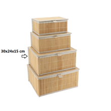 Cargar imagen en el visor de la galería, Cesta de Almacenamiento de Bambú Natural con Tapa – Organizadores Rectangulares Apilables en 4 Tamaños