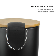 Cargar imagen en el visor de la galería, Cubo de basura Metal Con Tapa Bambú Caída Amortiguada 3 L, Papelera con pedal pequeño para Baño - Tendance