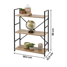 Cargar imagen en el visor de la galería, Estantería Mesita de Noche Dormitorio Elegante Negro y Madera 2, 3, 4 Niveles Soportes Laterales de Metal