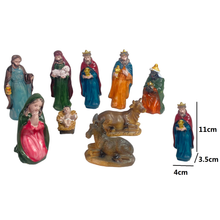 Cargar imagen en el visor de la galería, Nacimiento Belen figuras 9 piezas 11 cm Navidad, jesús, escena belén pesebre
