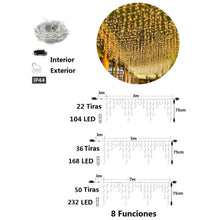 Cargar imagen en el visor de la galería, Cortina de Luces LED de Navidad Cable transparente 8 Funciones interior y exterior