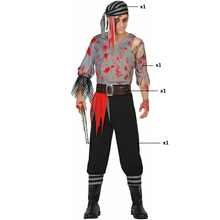 Cargar imagen en el visor de la galería, Disfraz Pirata Sangriento, adulto Color Gris Para Fiesta Halloween Carnaval Teatro