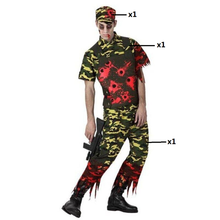 Cargar imagen en el visor de la galería, Disfraz Militar Zombi Sangriento Hombre Adulto Para Hallowen Carnaval Fiesta Teatro