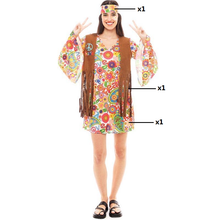 Cargar imagen en el visor de la galería, Disfraz de Hippie Flores con chaleco mujer Adulto para Carnaval fiesta Teatro
