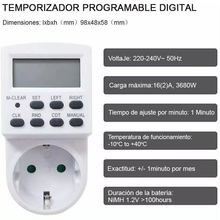 Cargar imagen en el visor de la galería, Temporizador con Enchufe digital de 24 horas 230V 16A Max:1800 w O 3680W …