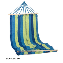 Cargar imagen en el visor de la galería, Hamaca lona con barras de madera 200X80CM Portátil para Viajes, Playa, Patio ...