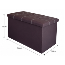 Cargar imagen en el visor de la galería, Puf Baúl Almacenaje Plegable 76x38x36 cm - Banco Otomana de Piel Sintética con Tapa Acolchada, Zapatero y Organizador Multiusos para Salón, Dormitorio y Recibidor