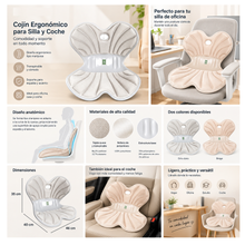 Cargar imagen en el visor de la galería, Cojín Ergonómico 3 en 1 para Silla de Oficina y Coche, Soporte para Espalda y Asiento, Diseño Anatómico Transpirable, Cojín de Poliuretano, 46 × 40 × 35 cm