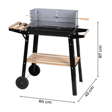 Cargar imagen en el visor de la galería, Elite - Barbacoa de Carbón Rectangular con 2 Ruedas y Patas (82.5 X 33 X 84 CM)