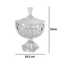 Cargar imagen en el visor de la galería, Bombonera Con Tapa de Cristal Diseño 3D para Almacenar Bombones Caramelos Dulces y Decorar Centro de Mesa ø 16.5 x 24 cm
