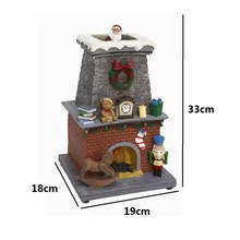 Cargar imagen en el visor de la galería, Chimenea Navidad escena musica con luz 33x19 cm