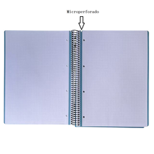 Cargar imagen en el visor de la galería, Cuaderno libreta Cervantes espiral forrado tapa extradura 120 hoja microperforadas A4 cuadrícula 5X5 MM