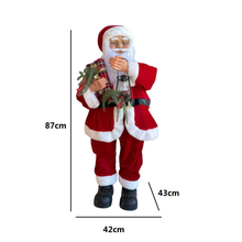 Cargar imagen en el visor de la galería, Figura Papá Noel de Pie con Luz, Música y Movimiento 87 cm Sensor de Voz Vestido Rojo y Lámpara Navideña
