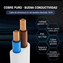 Cargar imagen en el visor de la galería, Cable alargador de enchufe plano electrico Extensible con PROTECCIÓN 2,3,4 m